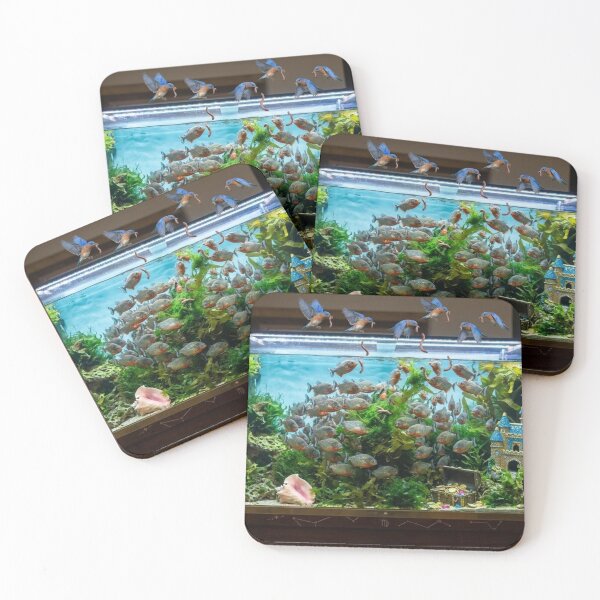 Item preview, Aquatic Piranha Aquarium with Flying Bluebirds designed and sold by Uniqueartai.
