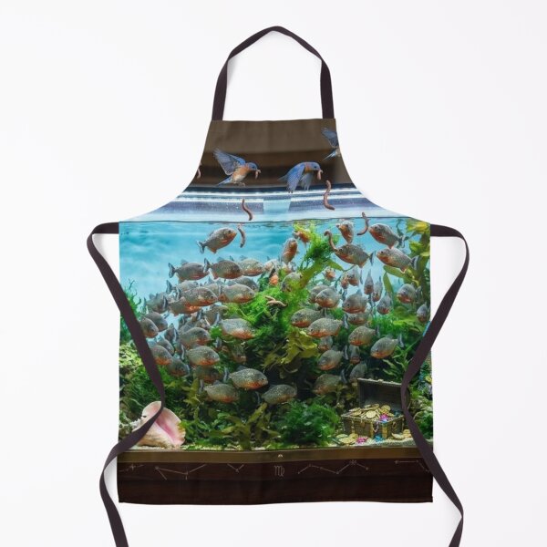 Item preview, Aquatic Piranha Aquarium with Flying Bluebirds designed and sold by Uniqueartai.