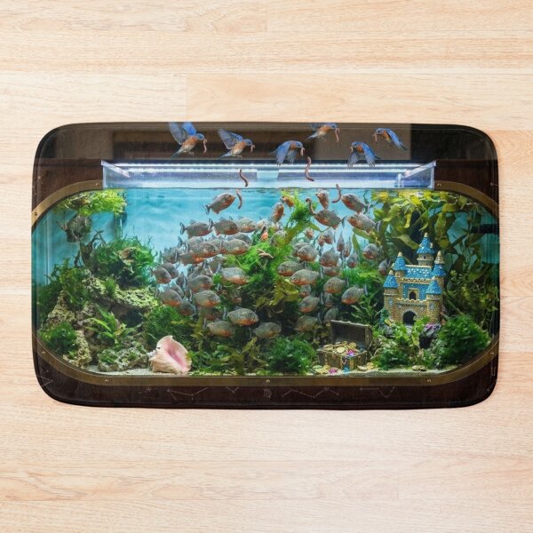 Item preview, Aquatic Piranha Aquarium with Flying Bluebirds designed and sold by Uniqueartai.