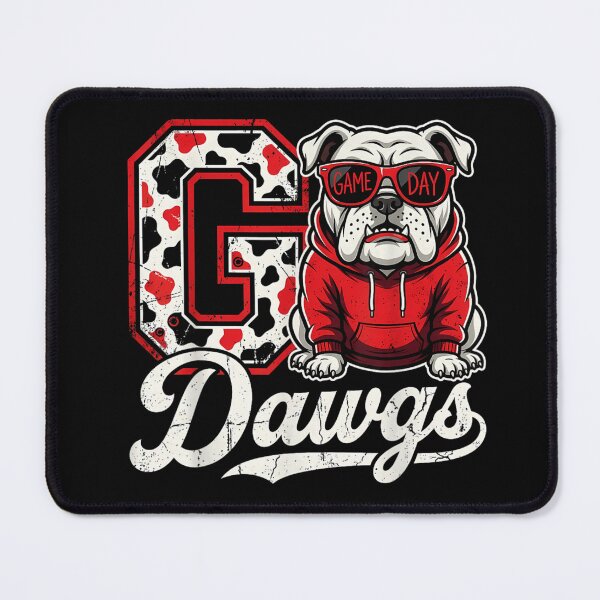 Item preview, Game Day Georgia Bulldogs Fan Red Hoodie Sunglasses Cow Pattern Art designed and sold by Phil Ben.