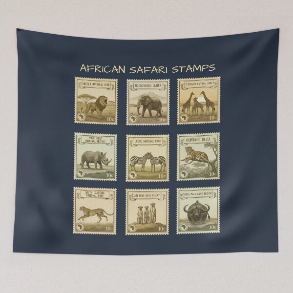 Item preview, Vintage African Safari Animals Postage Stamps designed and sold by d247.