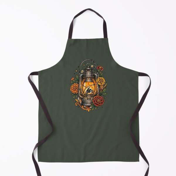 Item preview, Vintage Blacksmith Lantern Cafe Racer Marigold Tattoo Flash designed and sold by RetroRewind Studio.