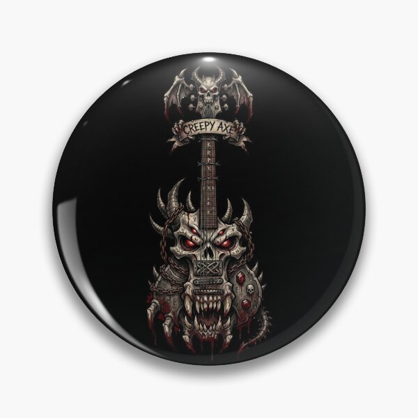 Item preview, Creepy Axe Demon Skull Guitar — Dark Metal Emblem Art designed and sold by David Mateo ArtWorks.