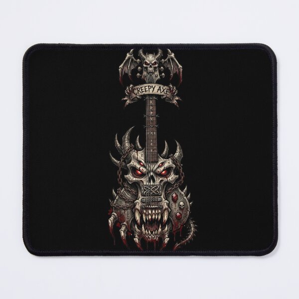 Item preview, Creepy Axe Demon Skull Guitar — Dark Metal Emblem Art designed and sold by David Mateo ArtWorks.