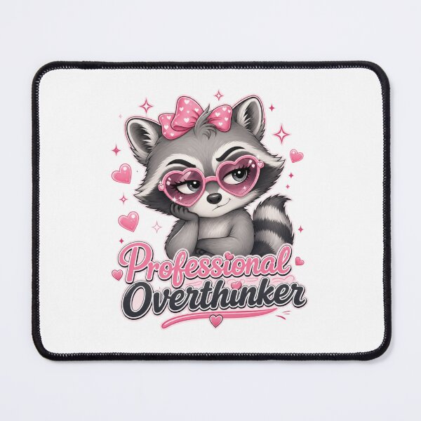 Item preview, Professional Overthinker Kawaii Raccoon Sticker | Pink Heart Glasses designed and sold by Ashley critters.