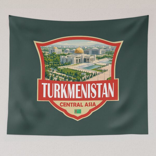 Item preview, Turkmenistan Illustration Retro Badge designed and sold by KrisSidDesigns.