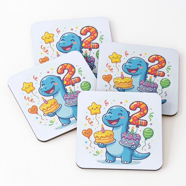 Item preview, Cute Blue Sauropod Dinosaur Second Birthday Party designed and sold by Tronstell.
