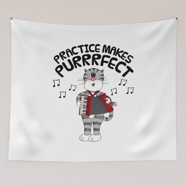 Item preview, Cat Playing Accordion, Practice Makes Purrrfect, Folk Musician designed and sold by doodlerob.