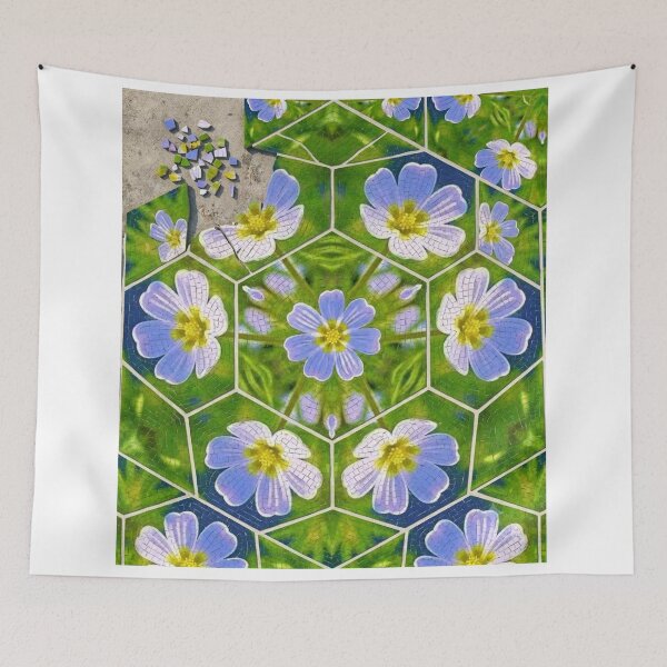 Item preview, Floral Mosaic Hexagon Geometric Nature Pattern designed and sold by AirCrayons27.
