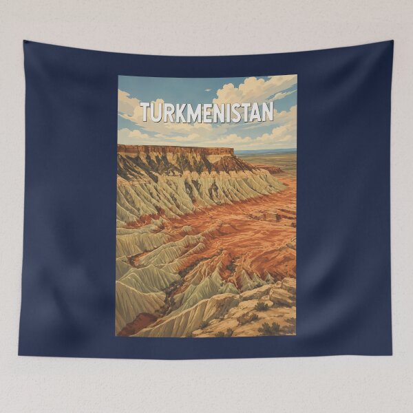 Item preview, Turkmenistan Illustration Travel Art Vintage designed and sold by KrisSidDesigns.