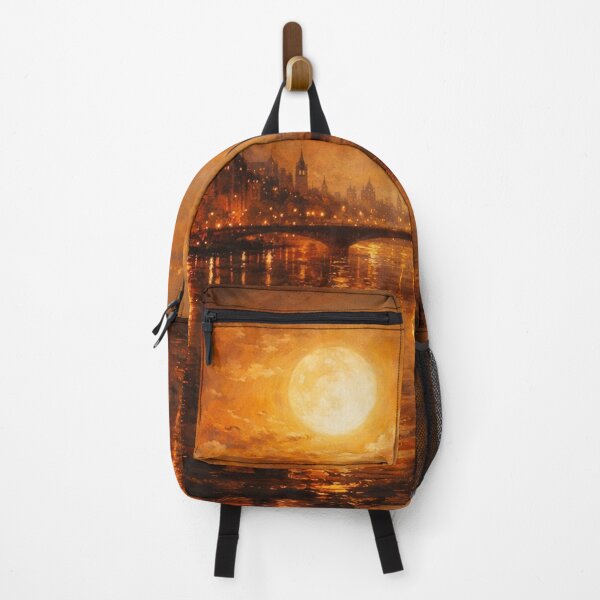 Item preview, London Big Ben Full Moon Skyline Gold Glow Oil Painting Style designed and sold by Joey Santiago.