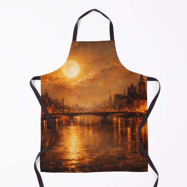 Item preview, London Big Ben Full Moon Skyline Gold Glow Oil Painting Style designed and sold by Joey Santiago.
