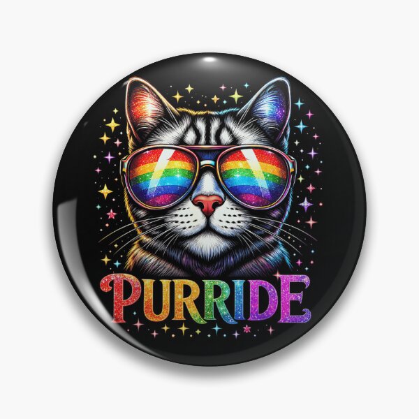 Item preview, Cute Rainbow Purride Cat Wear Sunglasses Glitter Stars LGBT Pride Month designed and sold by Taniyah Gomes.