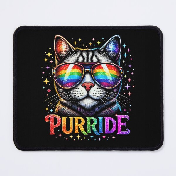 Item preview, Cute Rainbow Purride Cat Wear Sunglasses Glitter Stars LGBT Pride Month designed and sold by Taniyah Gomes.