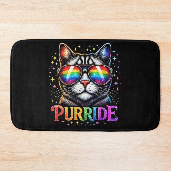 Item preview, Cute Rainbow Purride Cat Wear Sunglasses Glitter Stars LGBT Pride Month designed and sold by Taniyah Gomes.
