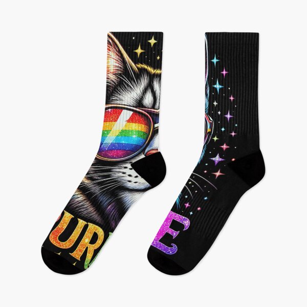 Item preview, Cute Rainbow Purride Cat Wear Sunglasses Glitter Stars LGBT Pride Month designed and sold by Taniyah Gomes.