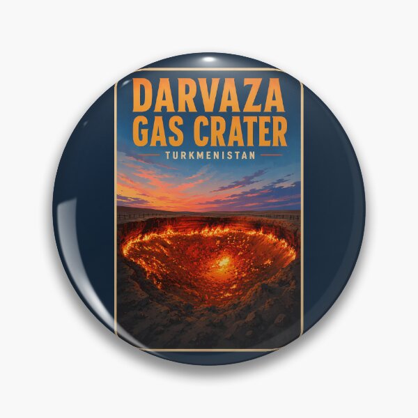 Item preview, Darvaza Gas Crater Turkmenistan Illustration Travel Art Vintage designed and sold by KrisSidDesigns.