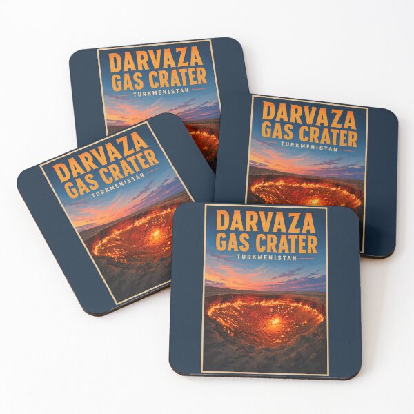 Item preview, Darvaza Gas Crater Turkmenistan Illustration Travel Art Vintage designed and sold by KrisSidDesigns.