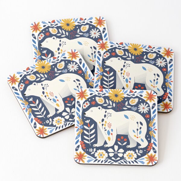Item preview, Scandinavian Folk Art, Floral Polar Bear designed and sold by xiao xuans.