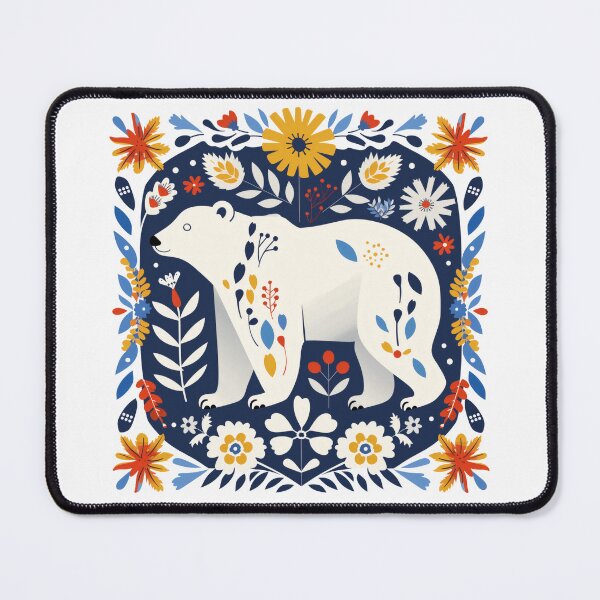 Item preview, Scandinavian Folk Art, Floral Polar Bear designed and sold by xiao xuans.