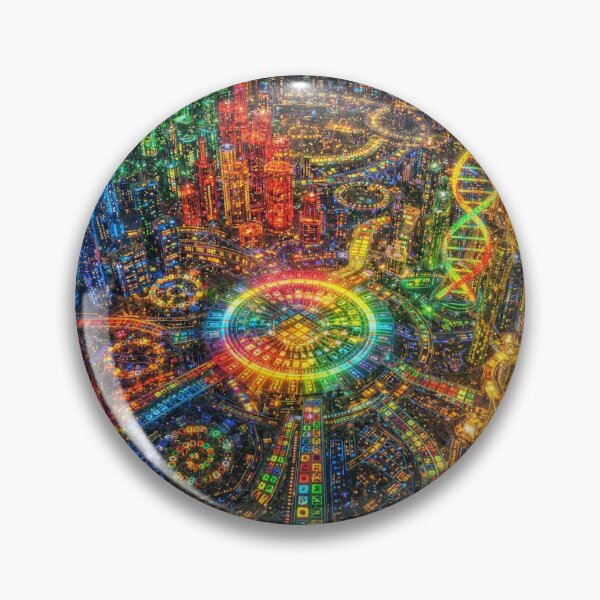 Item preview, Science World | Neon DNA City Art Print | Futuristic STEM Wall Art | Biology Gift designed and sold by YourForKor.