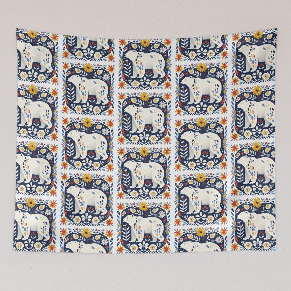 Item preview, Scandinavian Folk Art, Floral Polar Bear designed and sold by xiao xuans.