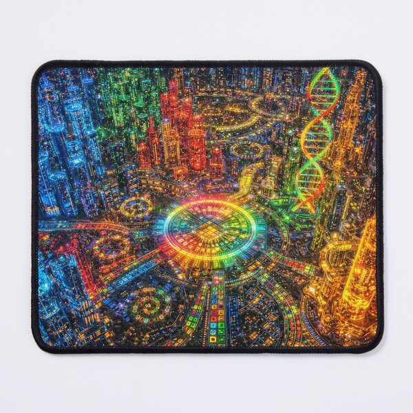 Item preview, Science World | Neon DNA City Art Print | Futuristic STEM Wall Art | Biology Gift designed and sold by YourForKor.
