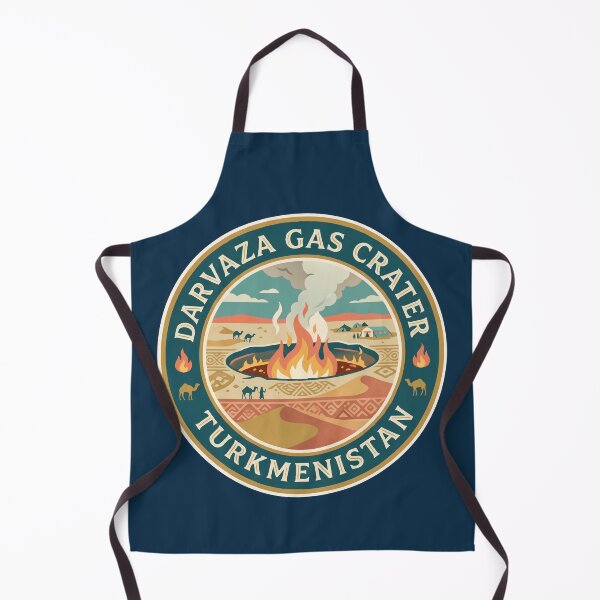 Item preview, Darvaza Gas Crater Turkmenistan Illustration Travel Art Badge designed and sold by KrisSidDesigns.