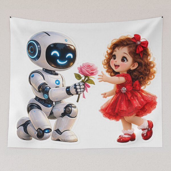 Item preview, Cute robot and girl designed and sold by Dustfairy9876.