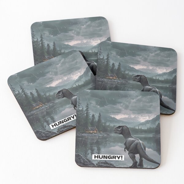 Item preview, HUNGRY - Funny Dinosaur Mountain Cabin Art designed and sold by Modern Nest Art.