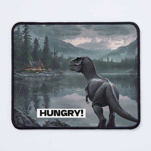 Item preview, HUNGRY - Funny Dinosaur Mountain Cabin Art designed and sold by Modern Nest Art.