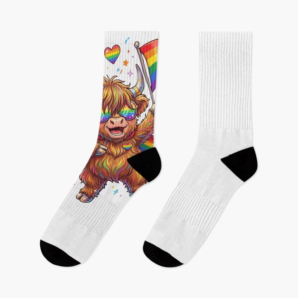Item preview, Highland Cow Rainbow Flag LGBTQ Pride Supporter designed and sold by snowry.