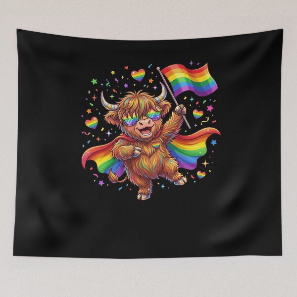 Item preview, Highland Cow Rainbow Flag LGBTQ Pride Supporter designed and sold by snowry.