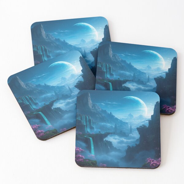Item preview, Celestial Waterfall Mountains Fantasy Sci-Fi Landscape designed and sold by Luminous Wilds.