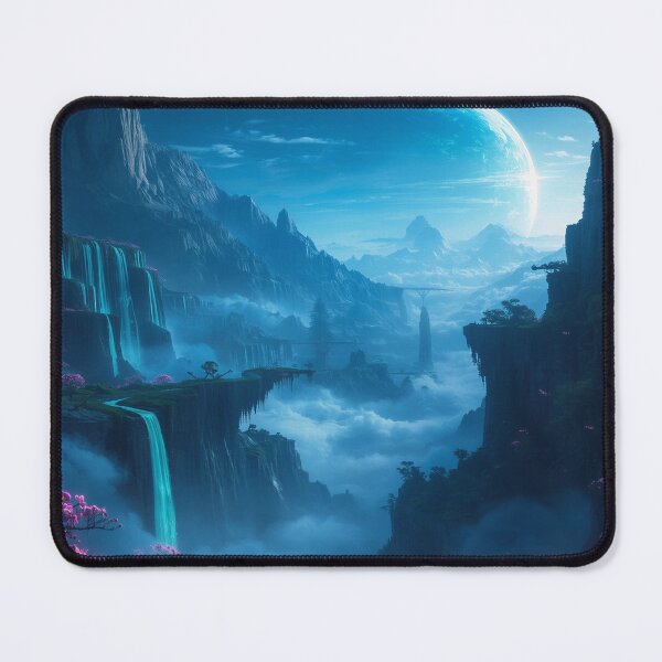 Item preview, Celestial Waterfall Mountains Fantasy Sci-Fi Landscape designed and sold by Luminous Wilds.