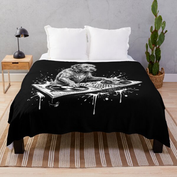 Item preview, Cool DJ Dog Wearing Headphones Playing Vinyl Records Music Splatter Art designed and sold by Serene woods.