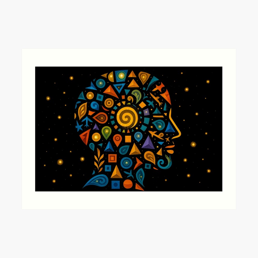 Celestial Geometric Mind Abstract Profile Art on a art print