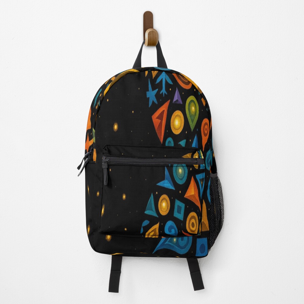 Celestial Geometric Mind Abstract Profile Art on a backpack