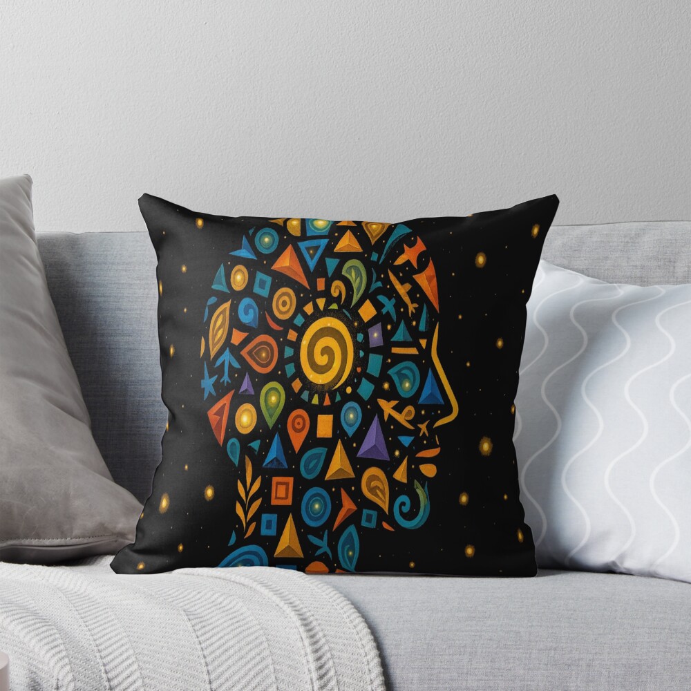 Celestial Geometric Mind: One Design, On Everything — Throw Pillow
