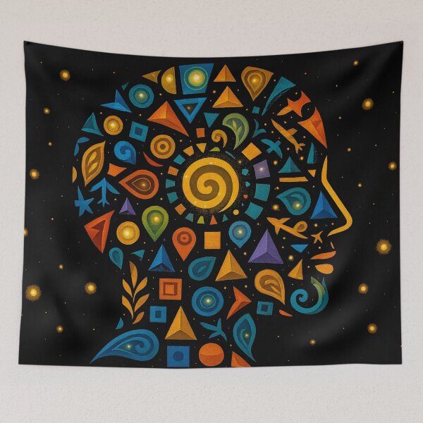 Item preview, Celestial Geometric Mind Abstract Profile Art designed and sold by PlanetEye Designs.
