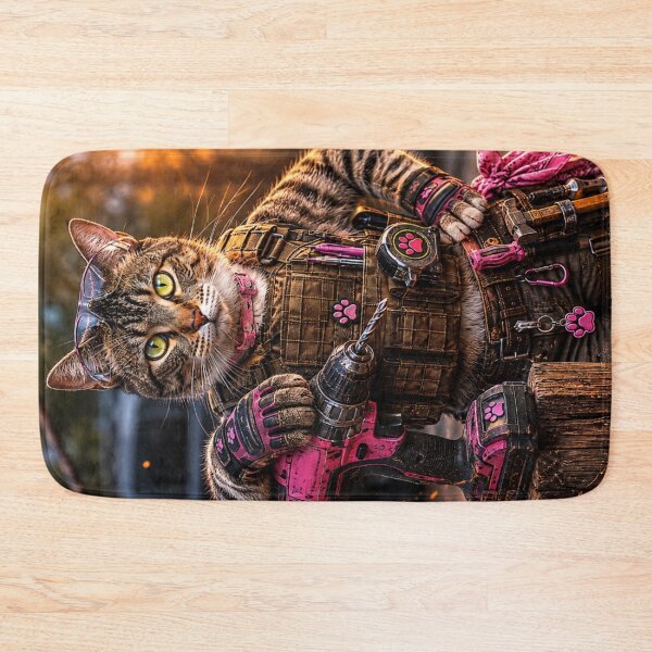 Item preview, Purrfessional Contractor Cat – Pink Power Tools Edition designed and sold by Kimberly Palmer.