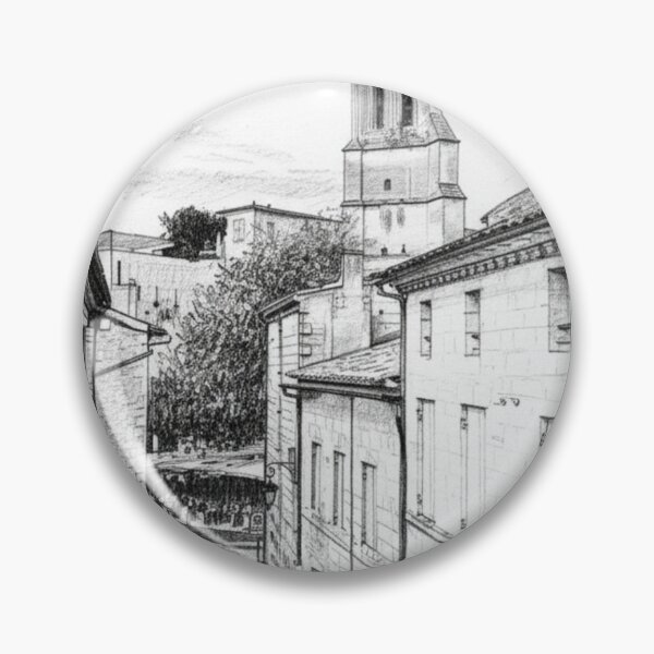 Item preview, Historic alley in Saint-Émilion – Pencil drawing designed and sold by KiwiPurple.