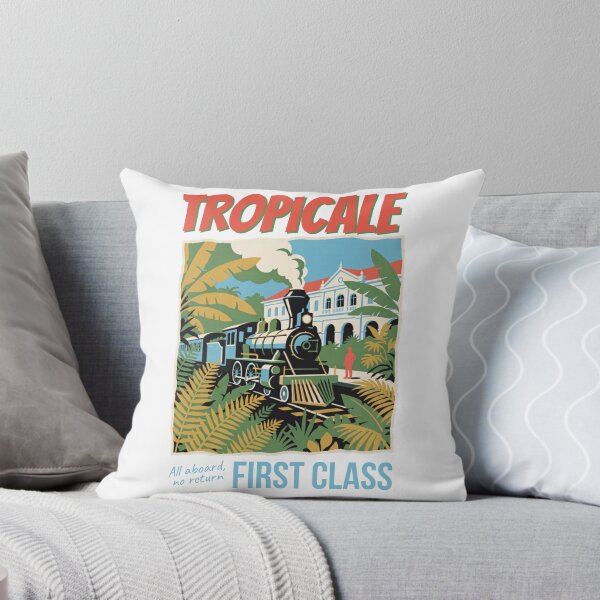 Item preview, Tropicale First Class Vintage Train Travel Poster | Retro Tropical Railway Adventure Art designed and sold by JadmeStudio.