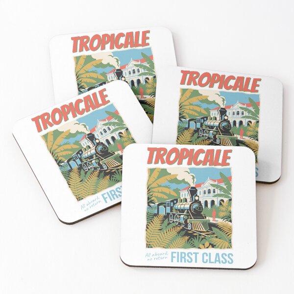 Item preview, Tropicale First Class Vintage Train Travel Poster | Retro Tropical Railway Adventure Art designed and sold by JadmeStudio.