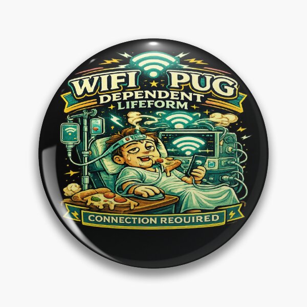 Item preview, WiFi Pug Dependent Lifeform Connection Required Funny Internet Lover T-Shirt | Retro Tech Humor Graphic Tee designed and sold by VexonMAN.