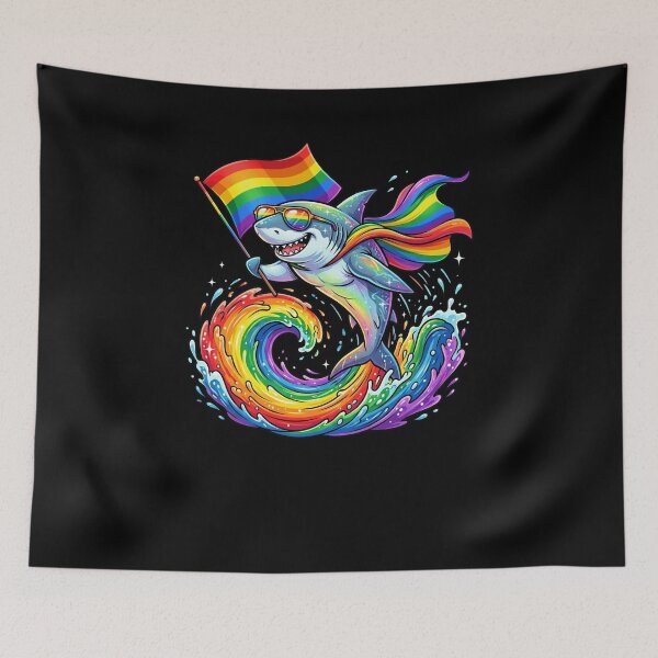 Item preview, Proud Rainbow Shark LGBTQ+ Pride Flag Supporter designed and sold by snowry.