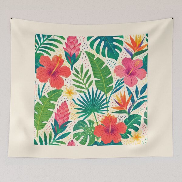 Item preview, Tropical Hibiscus Floral Pattern | Watercolor Island Botanical Art designed and sold by Islabonita..