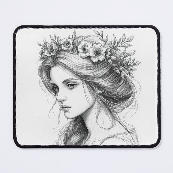 Item preview, Woman in a floral wreath designed and sold by uunaa.