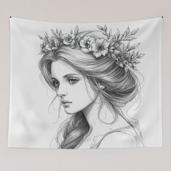 Item preview, Woman in a floral wreath  designed and sold by uunaa.