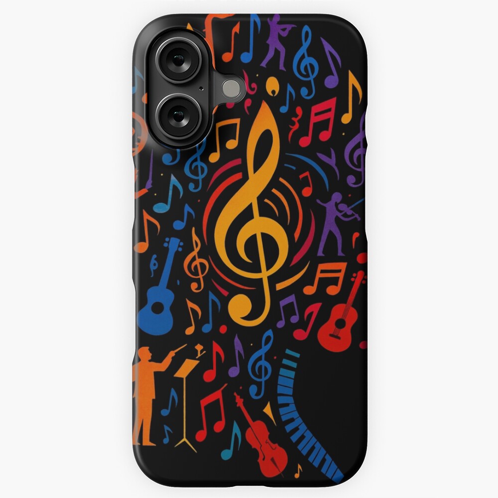 Colorful Treble Clef Music Collage Art on a phone case